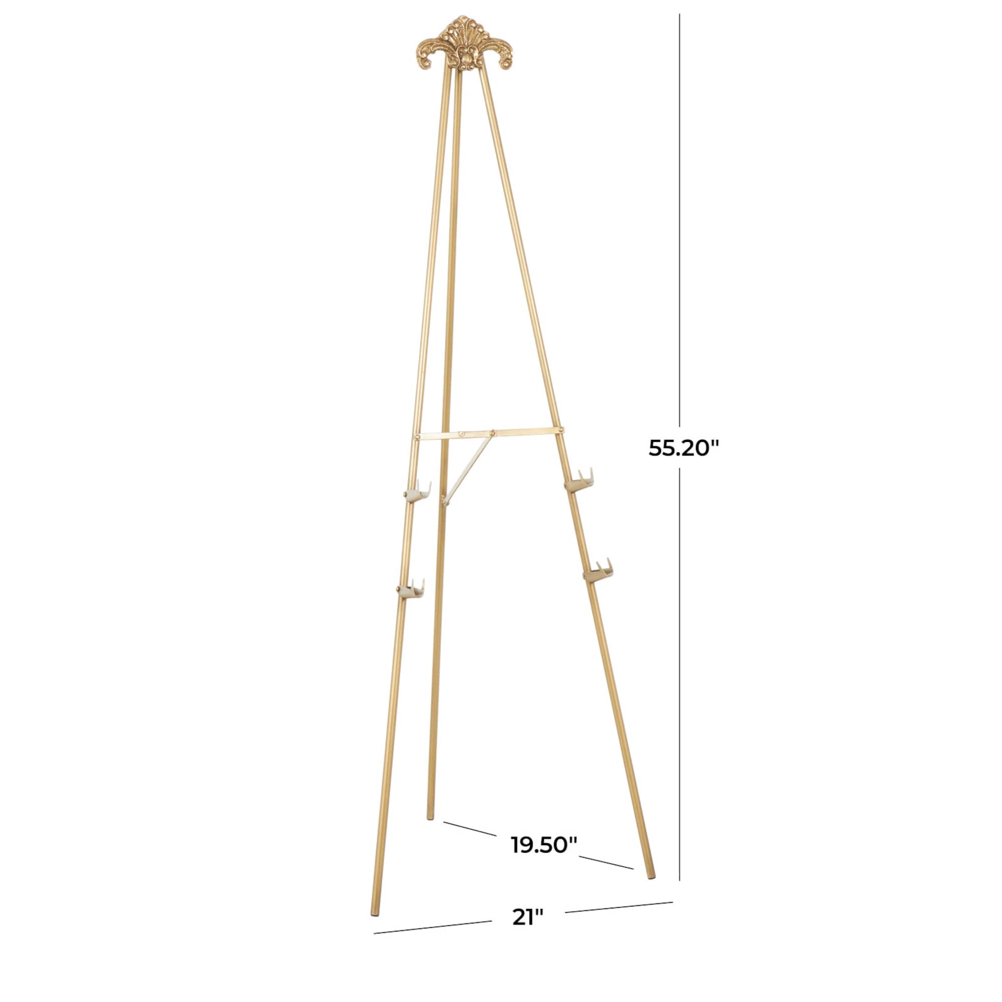 55.25" Gold Metal Large Foldable 2-Tier Display Easel with Scroll Finial